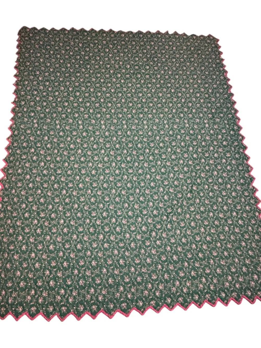 Vint Floral Patchwork Quilt Twin Center Medallion Sawtooth Trim Burgundy Green